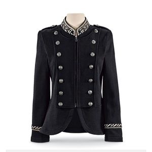 Navy double breast embroidered jacket from the pyramid collection